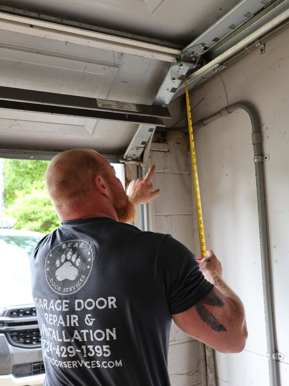 Michael of Bear Door Services on a job near Cheat Lake, WV