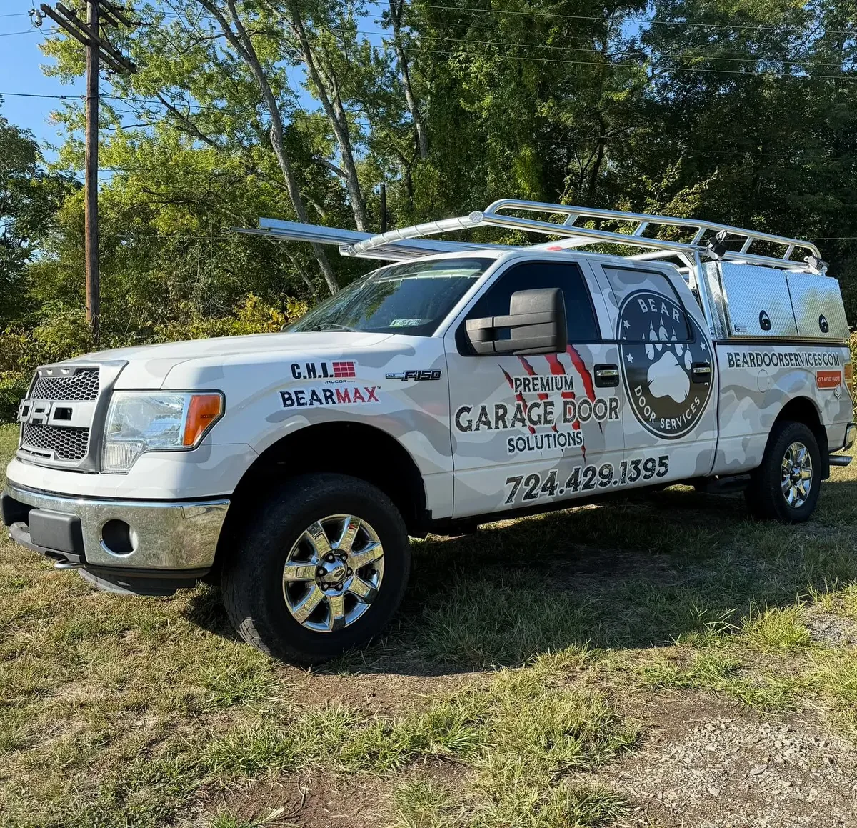 Bear Door Services branded service truck serving the local community